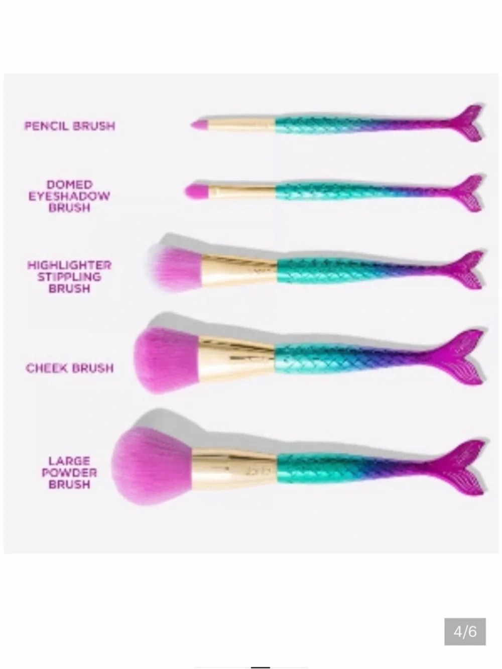 Tarte Minutes To Mermaid Synthetic Brush Set 5 DISCONTINUED Shadow Highlighter‎